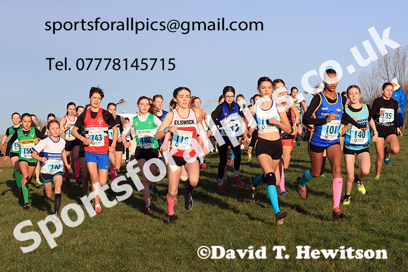 Girls under-13s 2024 NECAA Cross Country Champs., Temple Park, South Shields. Photo: David T. Hewitson/Sports for All Pics